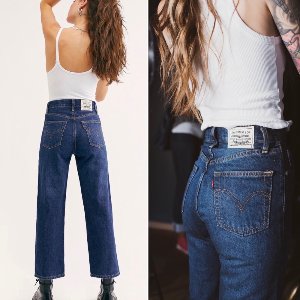 LEVI’S Wellthread Hemp Ribcage Ankle Jeans Ground Swell Dark Wash Size 25.